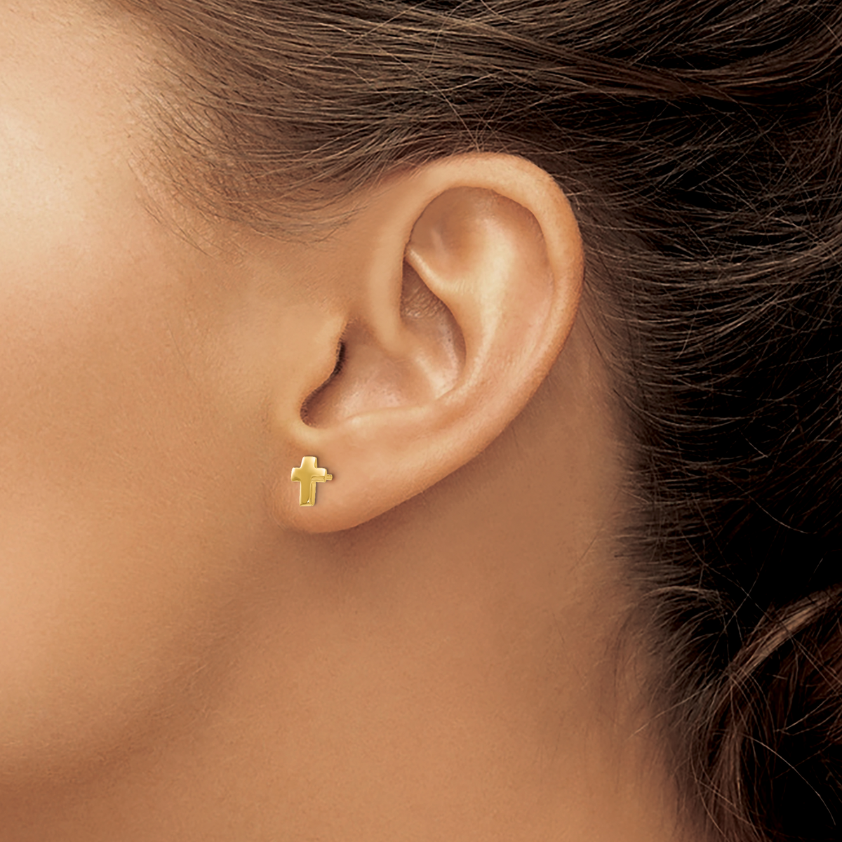 14K Polished Cross Post Earrings