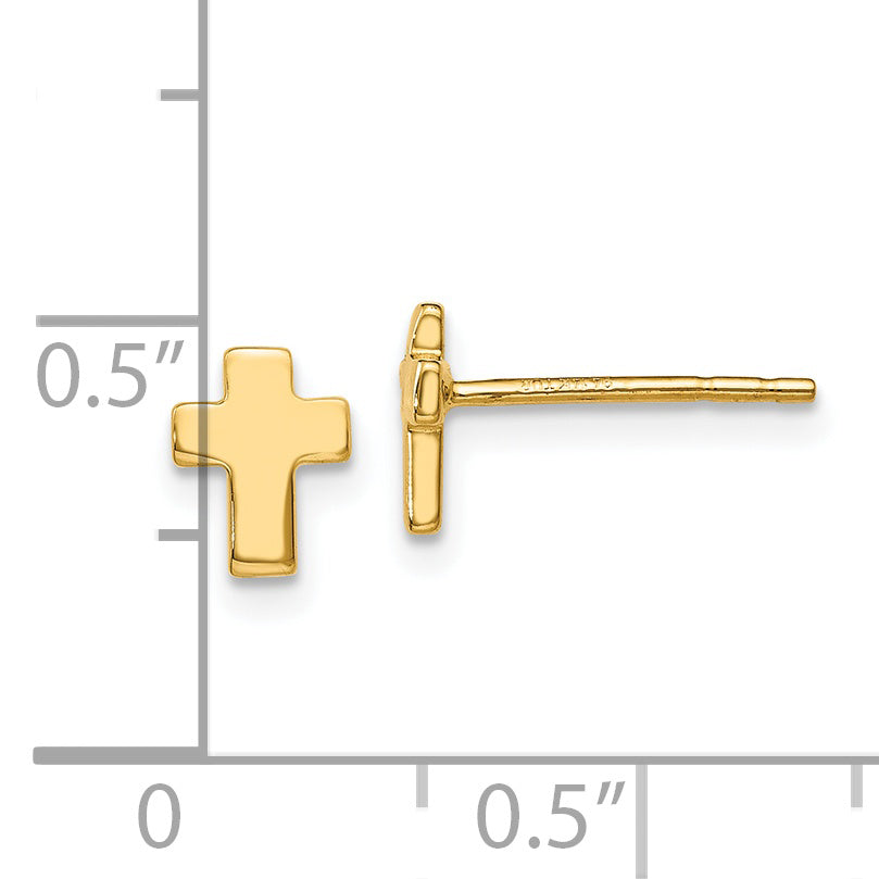 14K Polished Cross Post Earrings