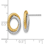 14K w/ White Rhodium Fancy Twisted Oval Post Earrings
