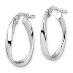 14K with White Rhodium Plating Polished Hoop Earrings