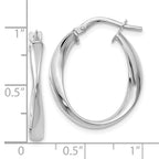 14K with White Rhodium Plating Polished Hoop Earrings