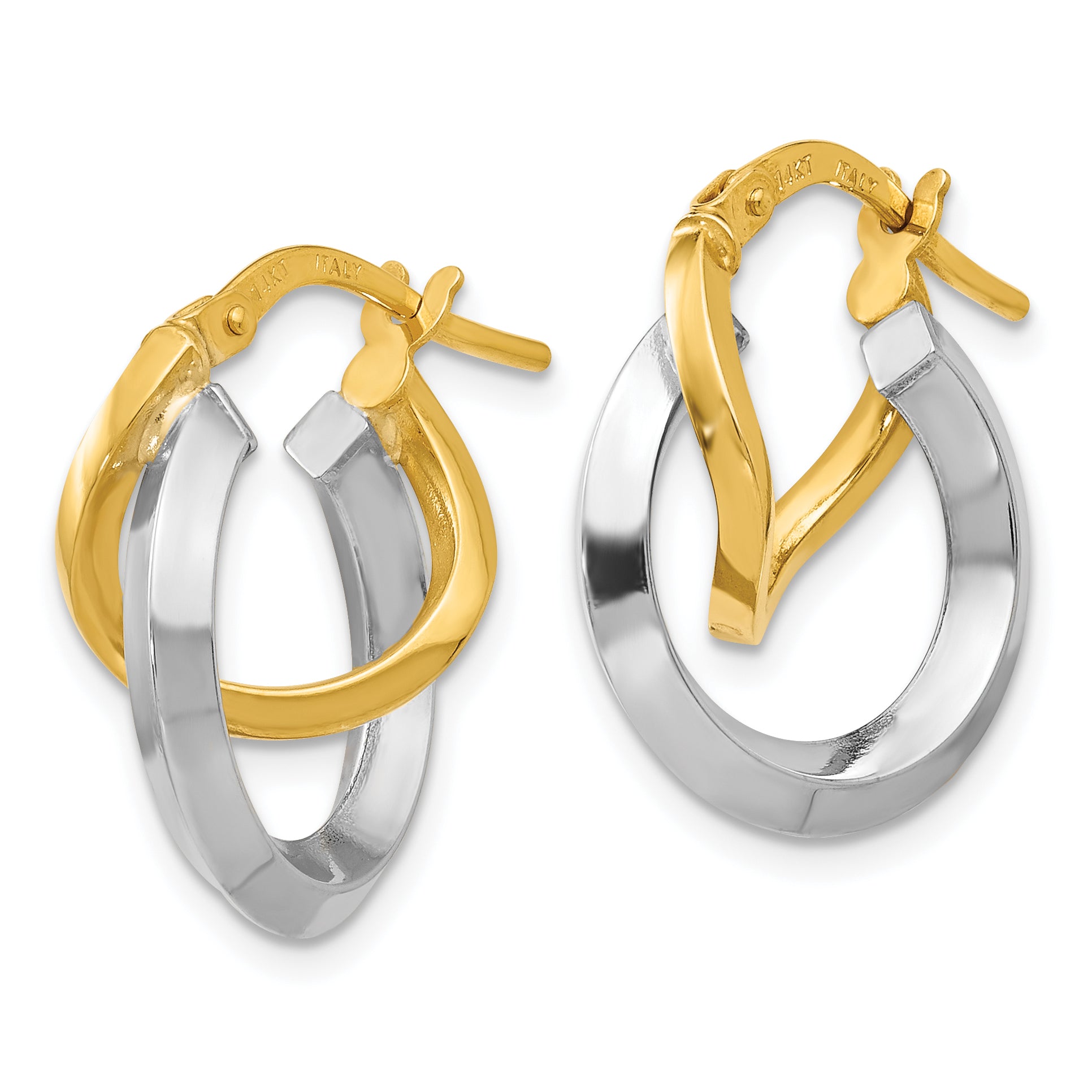 14K Two-tone Hoop Earrings Secondary image