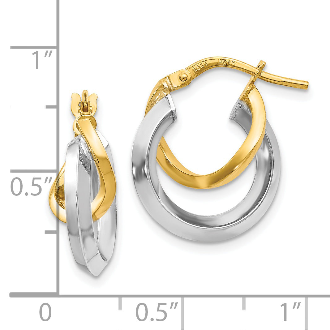 14K Two-tone Hoop Earrings