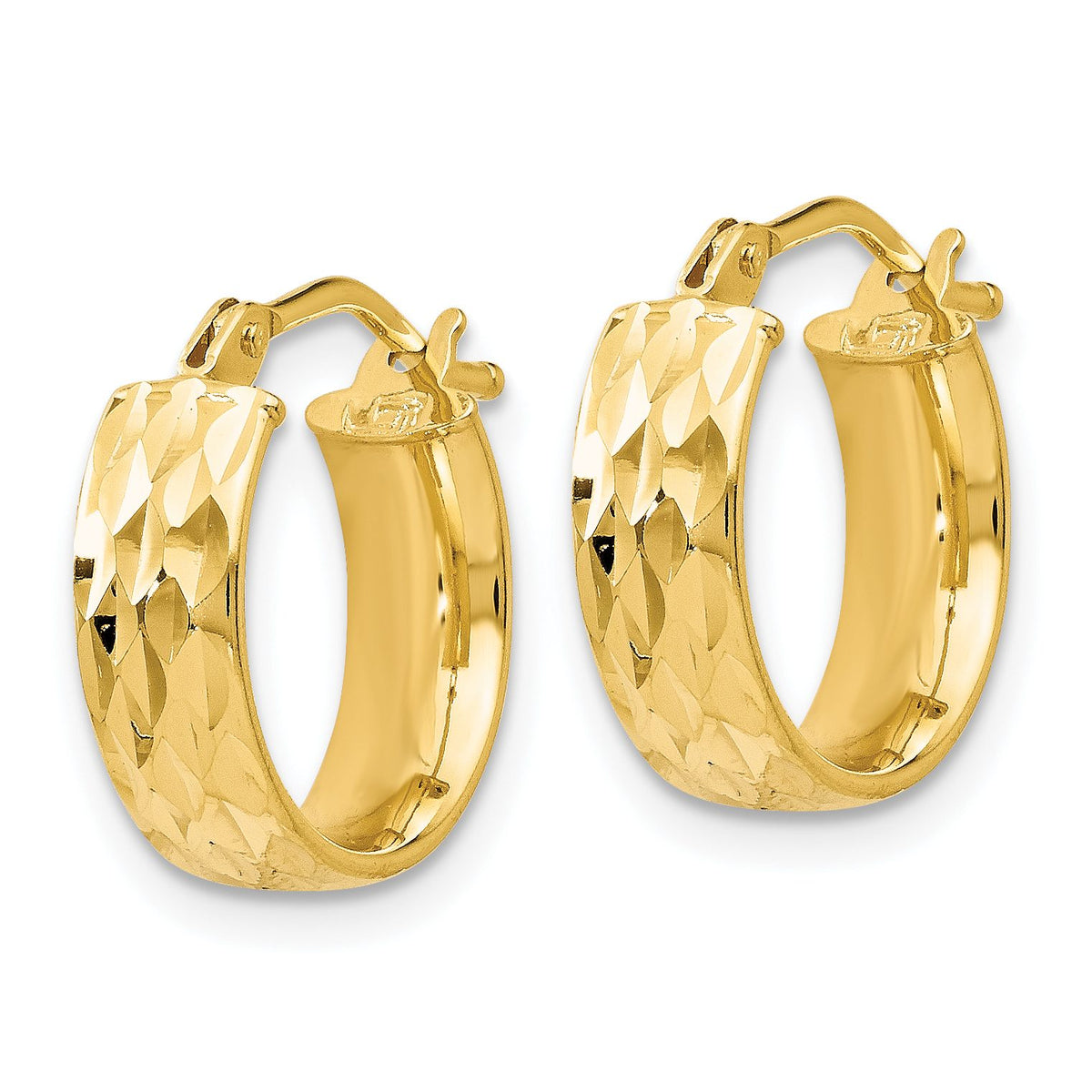 Diamond-Cut & Polished Hoop Earrings in 14K Yellow Gold - Sophia Jewelers