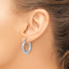 14K White Gold Polished Lightweight Hoop Earrings
