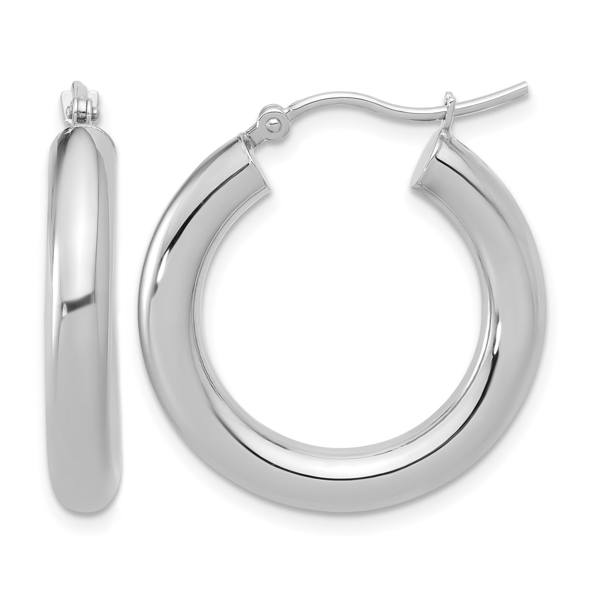 14K White Gold Polished Lightweight Hoop Earrings