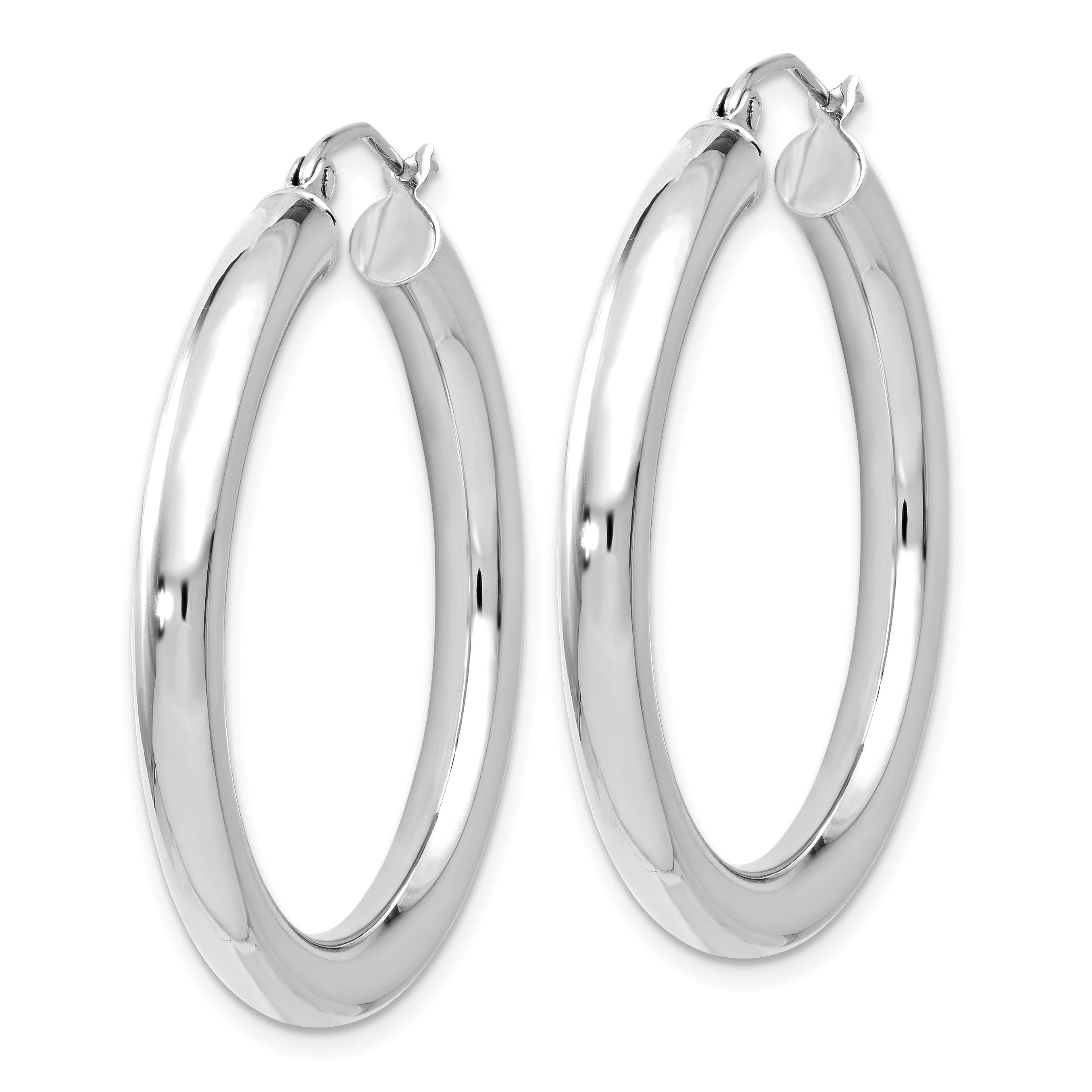 14K White Gold Polished Lightweight Hoop Earrings Secondary image