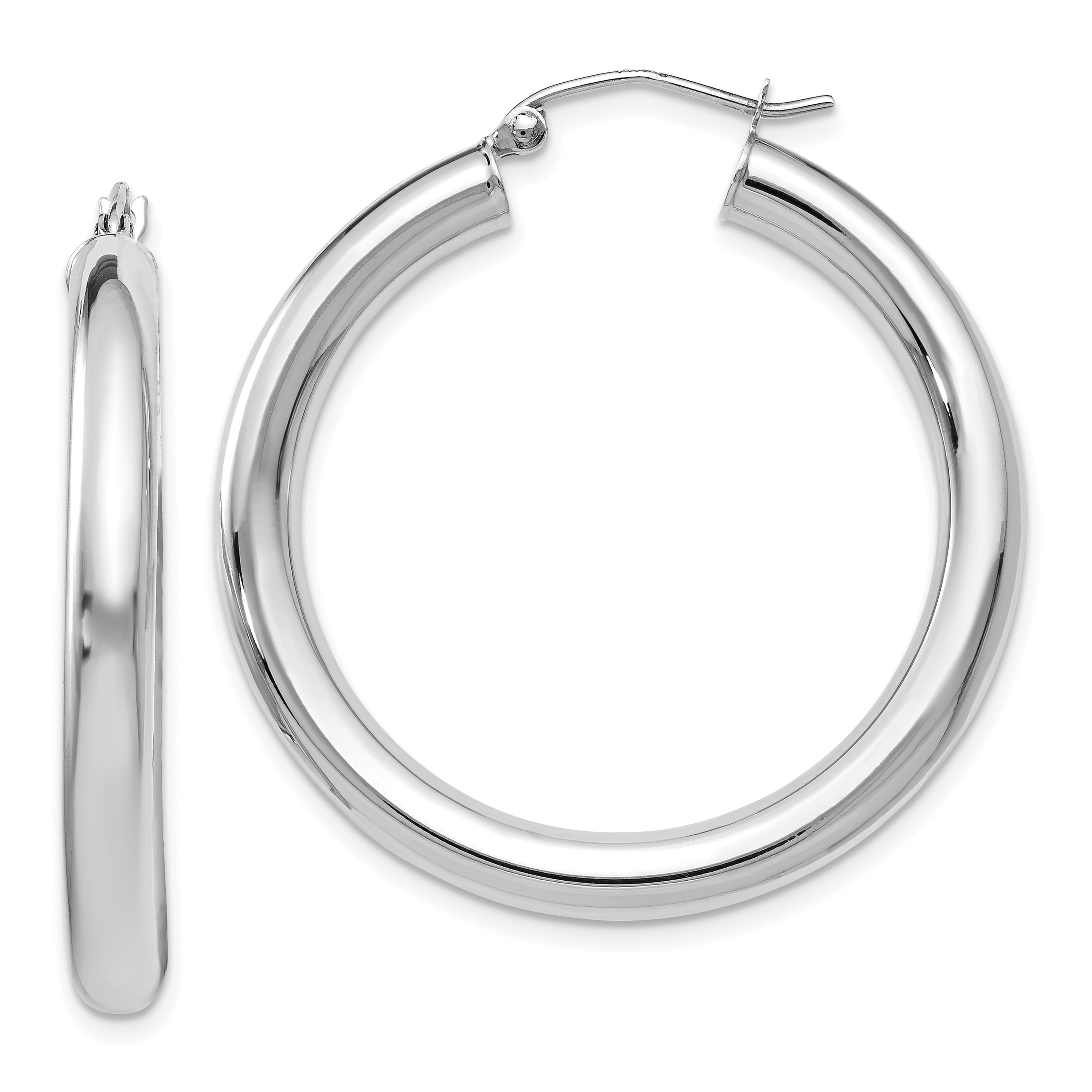 14K White Gold Polished Lightweight Hoop Earrings Main image