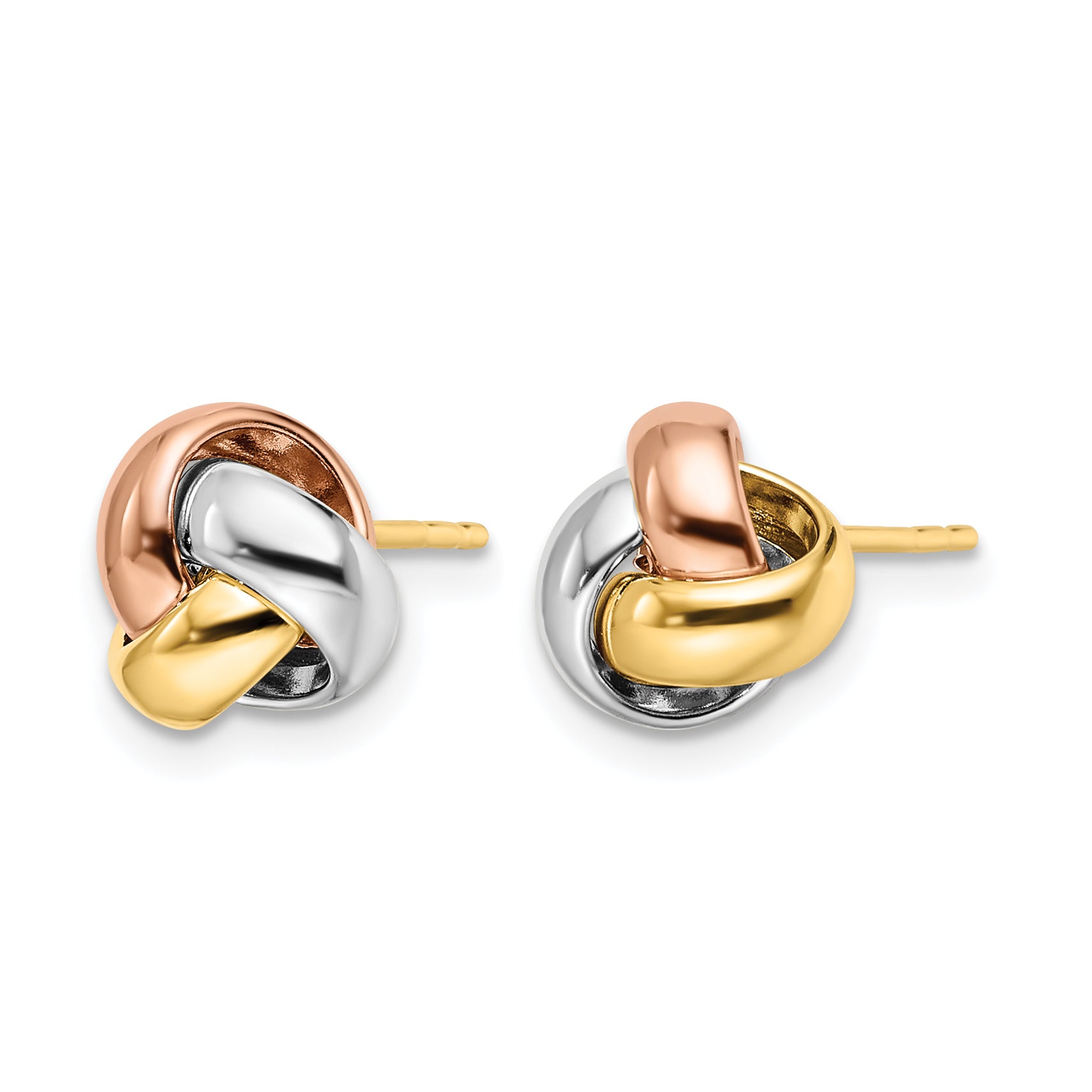 Tri-Color Love Knot Stud Earrings in 14K Gold Secondary image