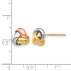 14K Tri-Color Polished Love Knot Earrings