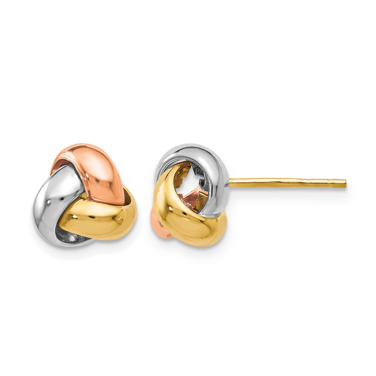 14K Tri-Color Polished Love Knot Earrings Main image