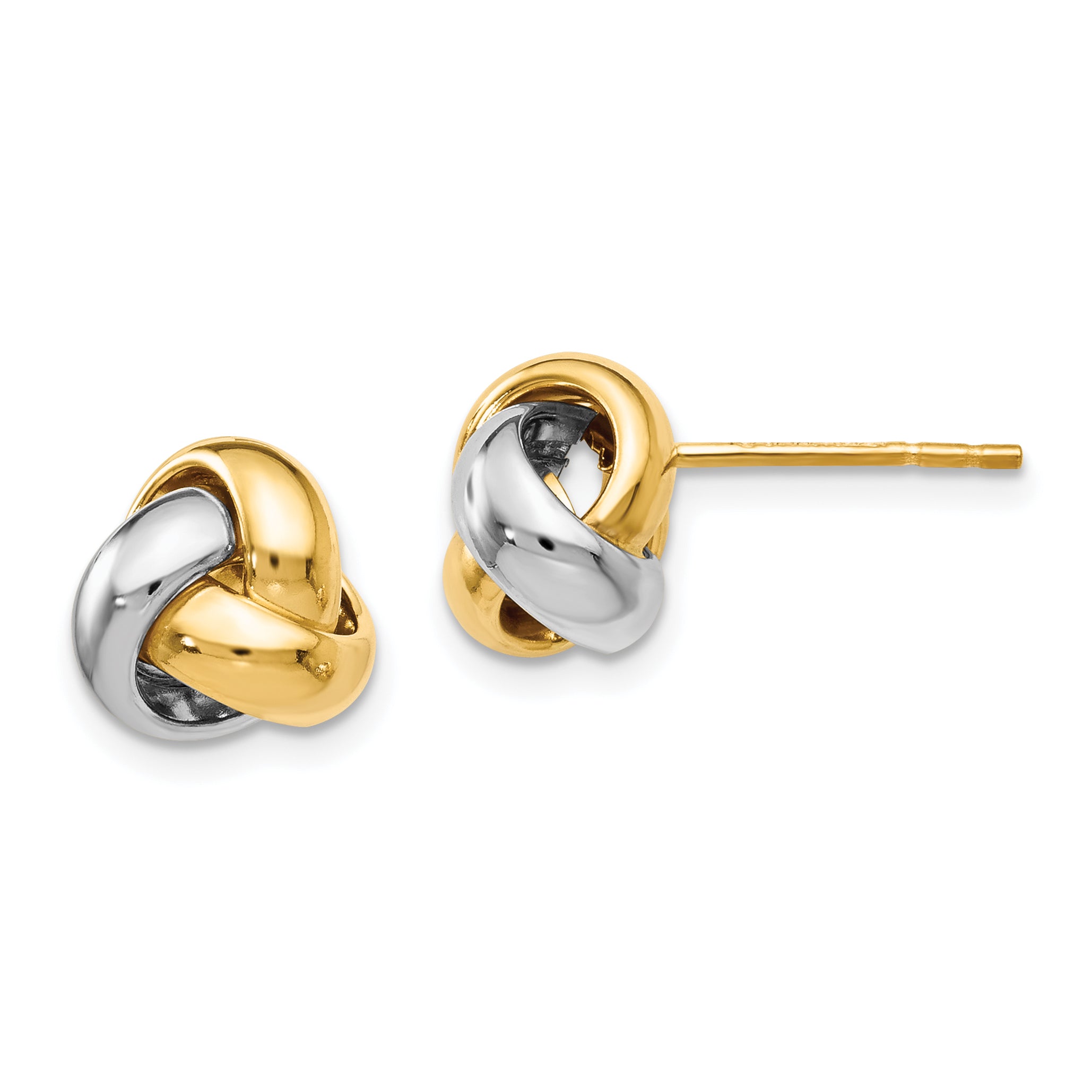 14K Two-tone Polished Love Knot Earrings Main image