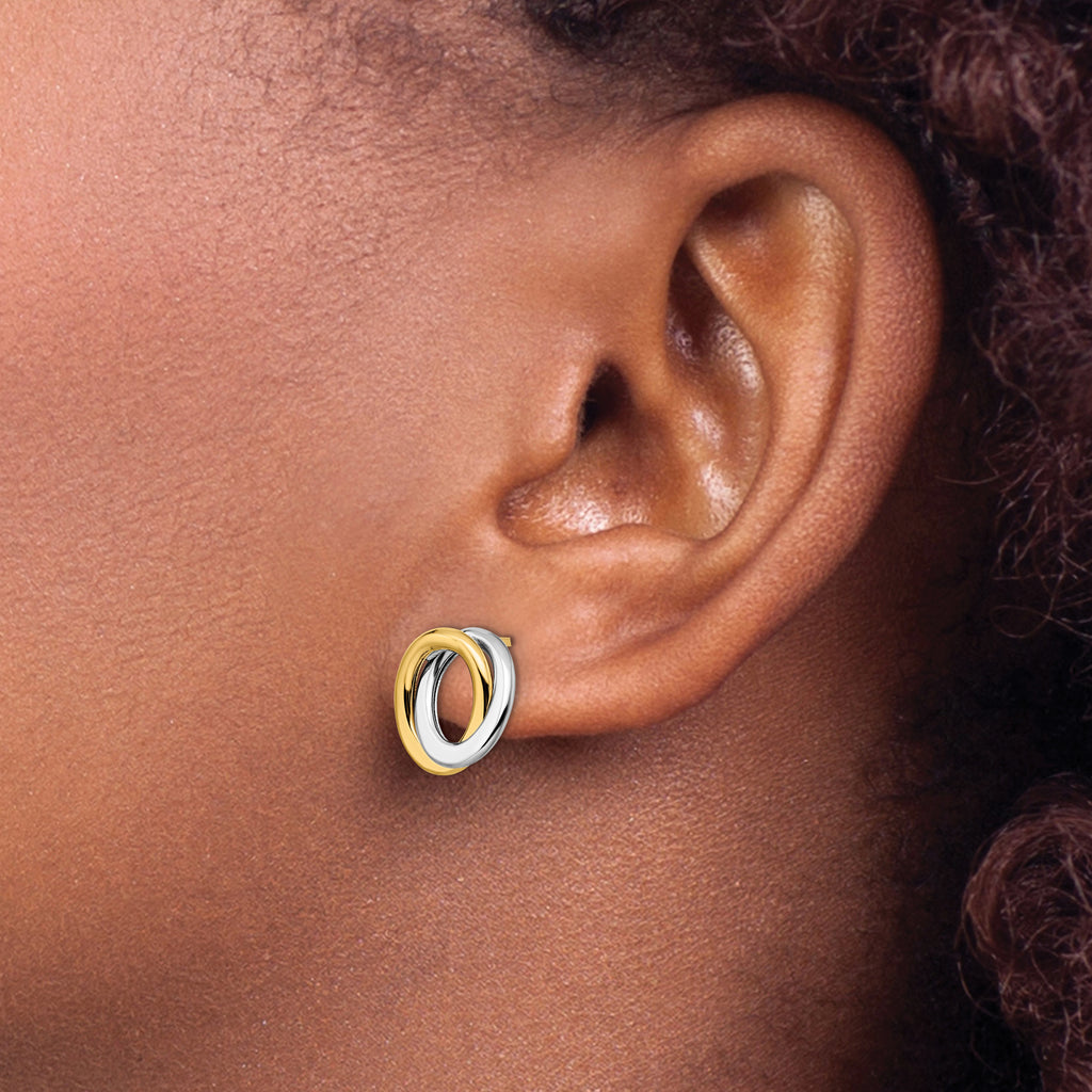 14K Two-tone Polished Love Knot Earrings