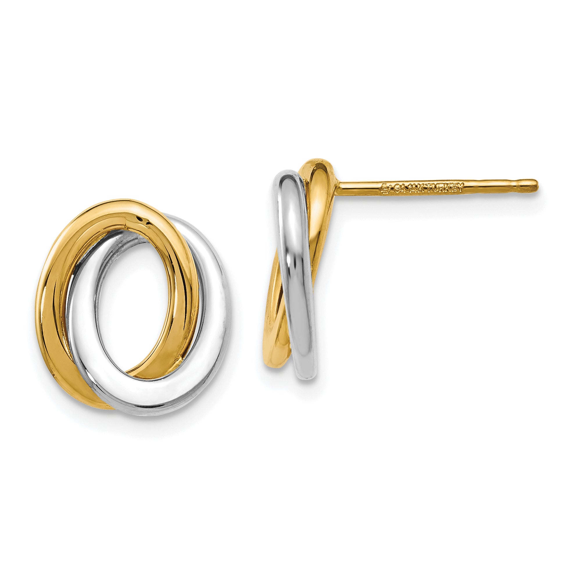 14K Two-tone Polished Love Knot Earrings Main image