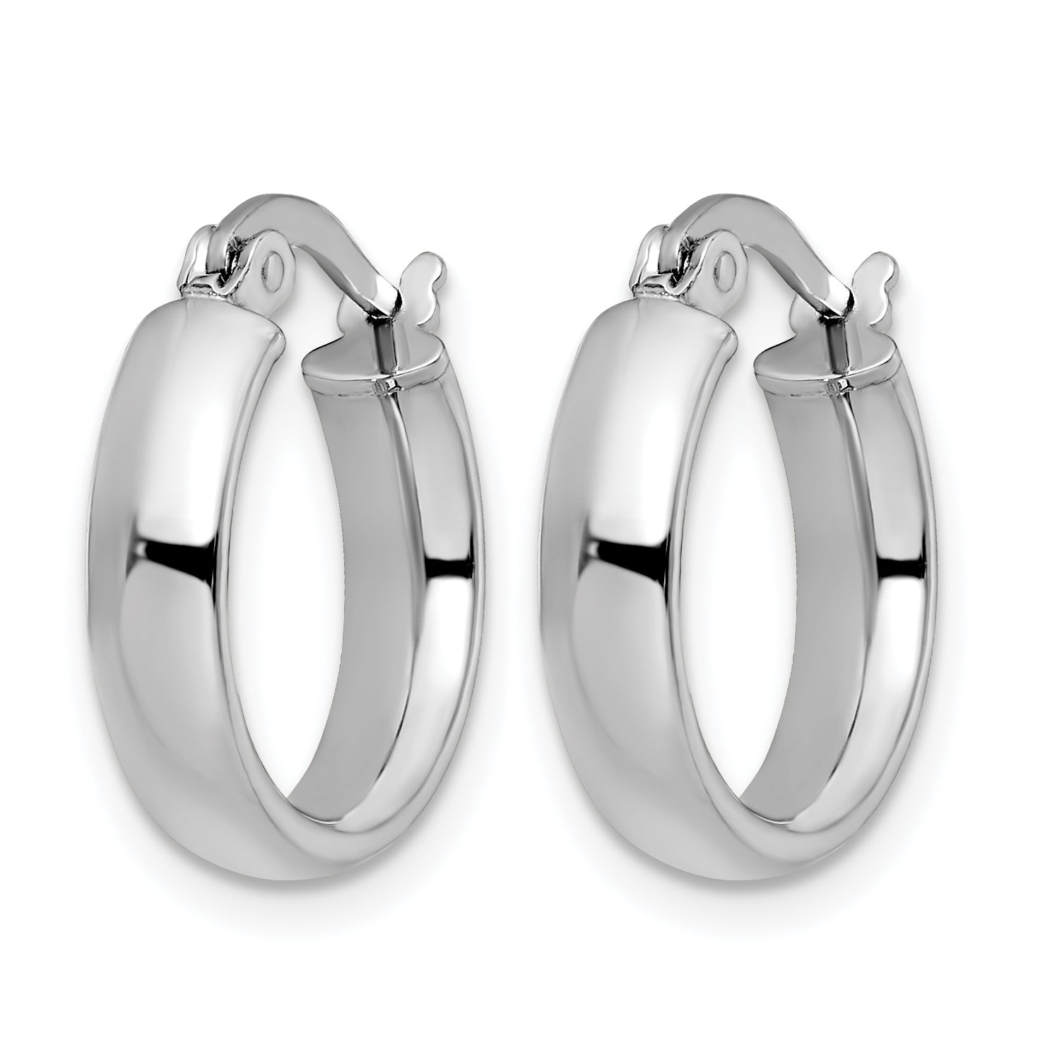 White Plating Hoop Earrings in 14K Yellow Gold, 4x18mm Secondary image