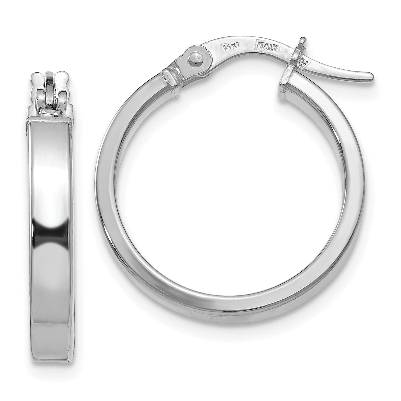 14K White Gold Polished Hoop Earrings Main image