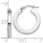 14K with White Rhodium Plating Polished Hoop Earrings