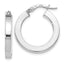 14K with White Rhodium Plating Polished Hoop Earrings
