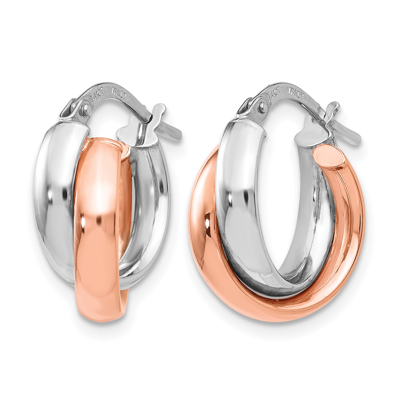 Two-Tone Rose Gold-Plated Hoop Earrings in 14K Gold Secondary image