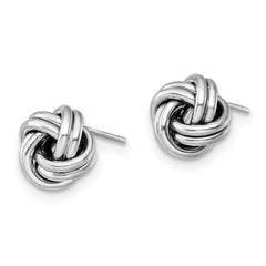 14K with White Rhodium Plating Polished Love Knot Post Earrings