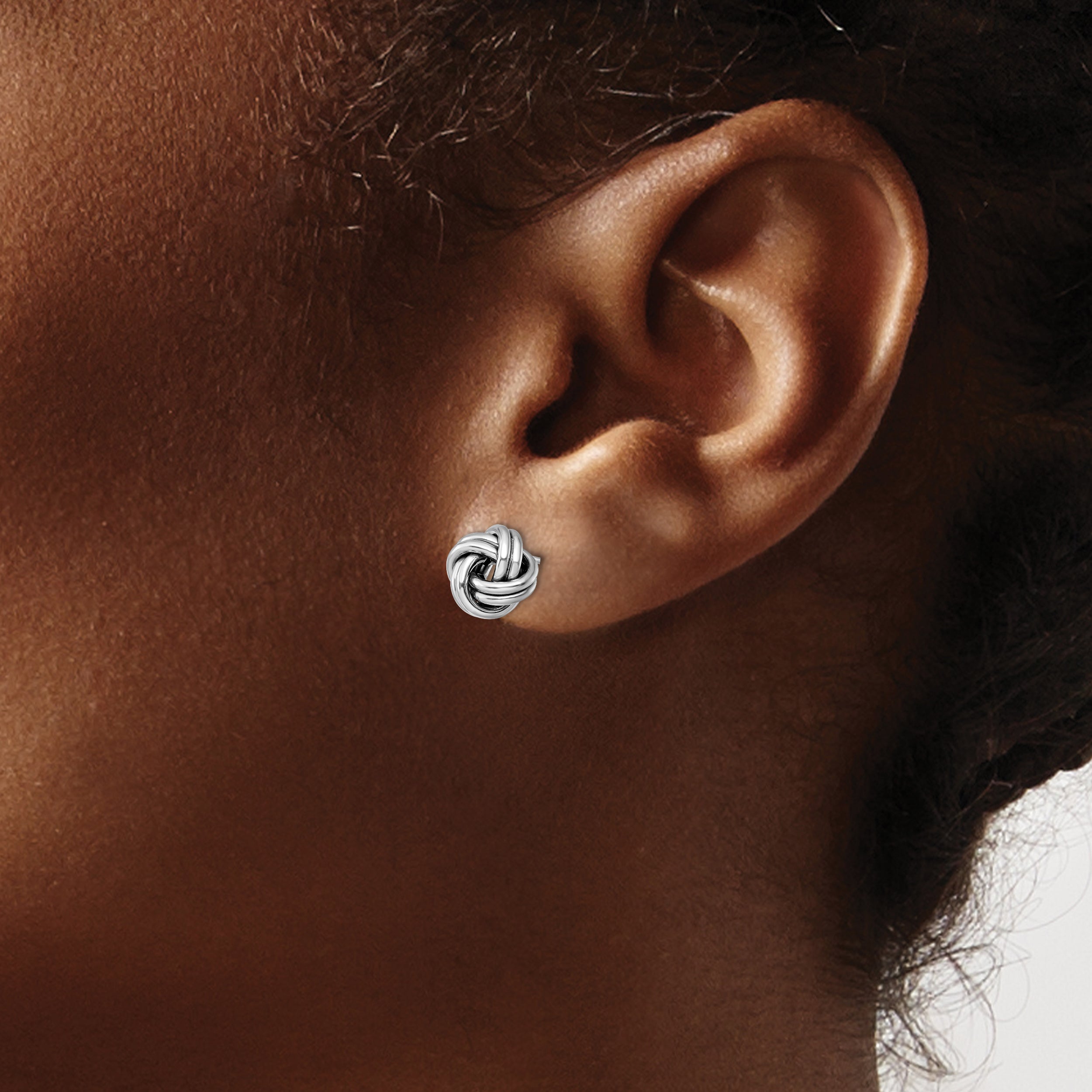 14K with White Rhodium Plating Polished Love Knot Post Earrings
