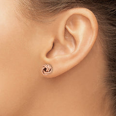 14K w/ Rose Gold Plating Polished Love Knot Post Earrings