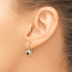 14K with White Rhodium and Rose Gold Plated Polished Love Knot Leverback Earrings