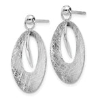 14K White Gold Pol and Scratch Finish Oval Reversible Post Earring