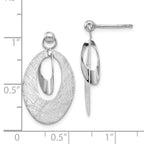 14K White Gold Pol and Scratch Finish Oval Reversible Post Earring