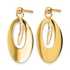 14K Polished and Scratch Finish Oval Post Earrings