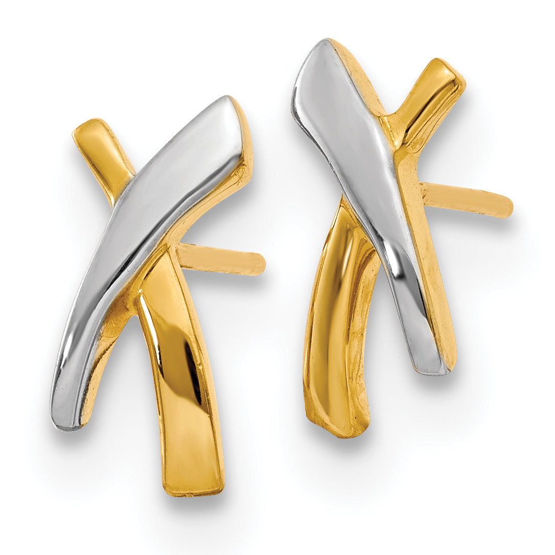 14K w/Rhodium X Post Earrings Secondary image