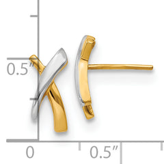 14K w/Rhodium X Post Earrings