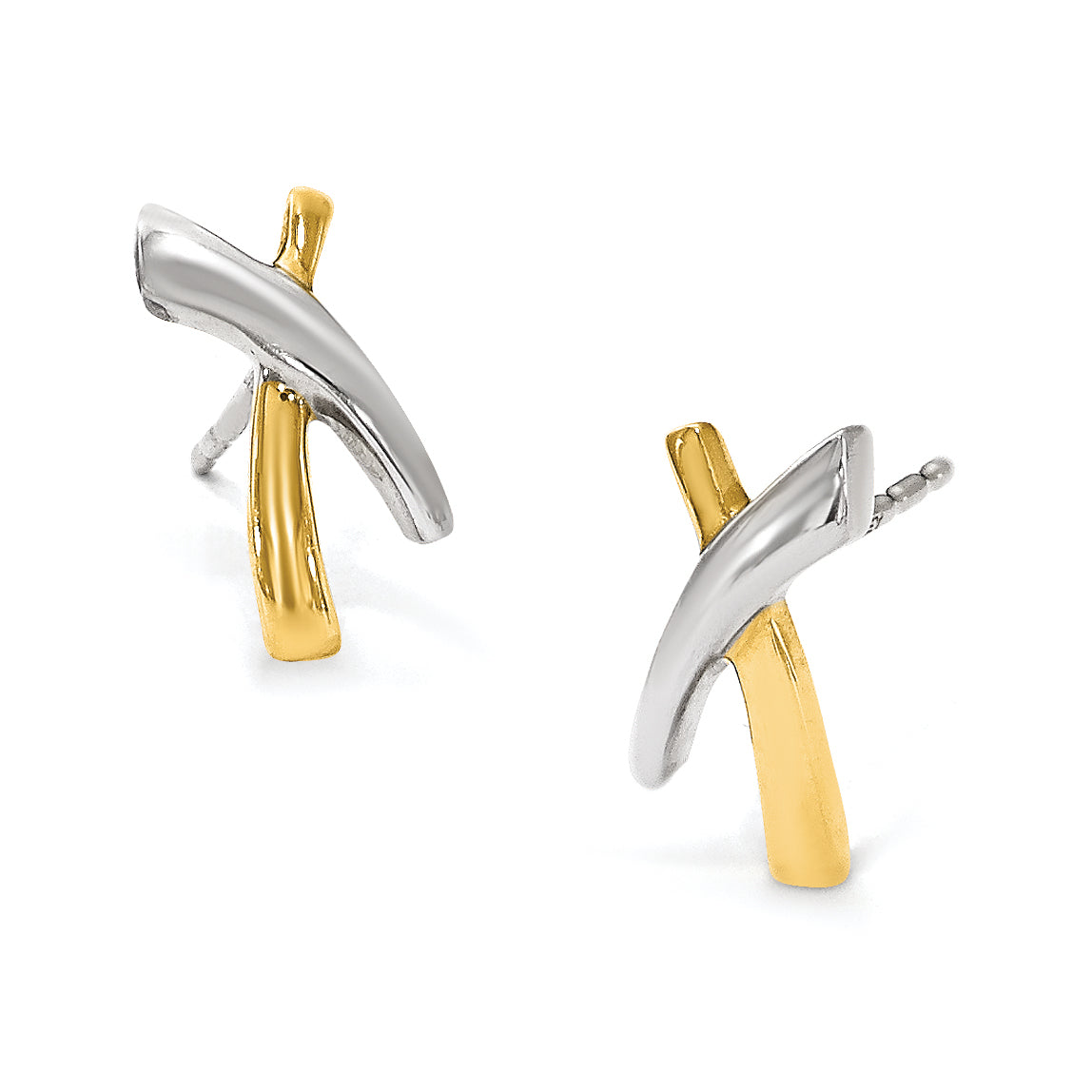 14K w/Rhodium X Post Earrings