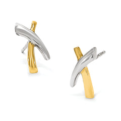 14K w/Rhodium X Post Earrings
