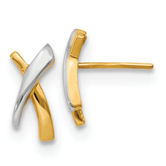 14K w/Rhodium X Post Earrings
