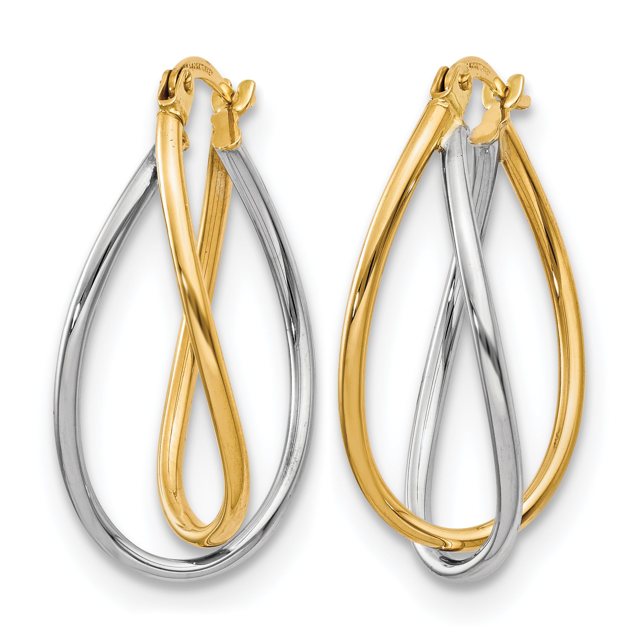 Two-Tone Twisted Drop Earrings in 14K Gold Secondary image