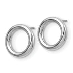 14K White Gold Polished Circle Post Earrings
