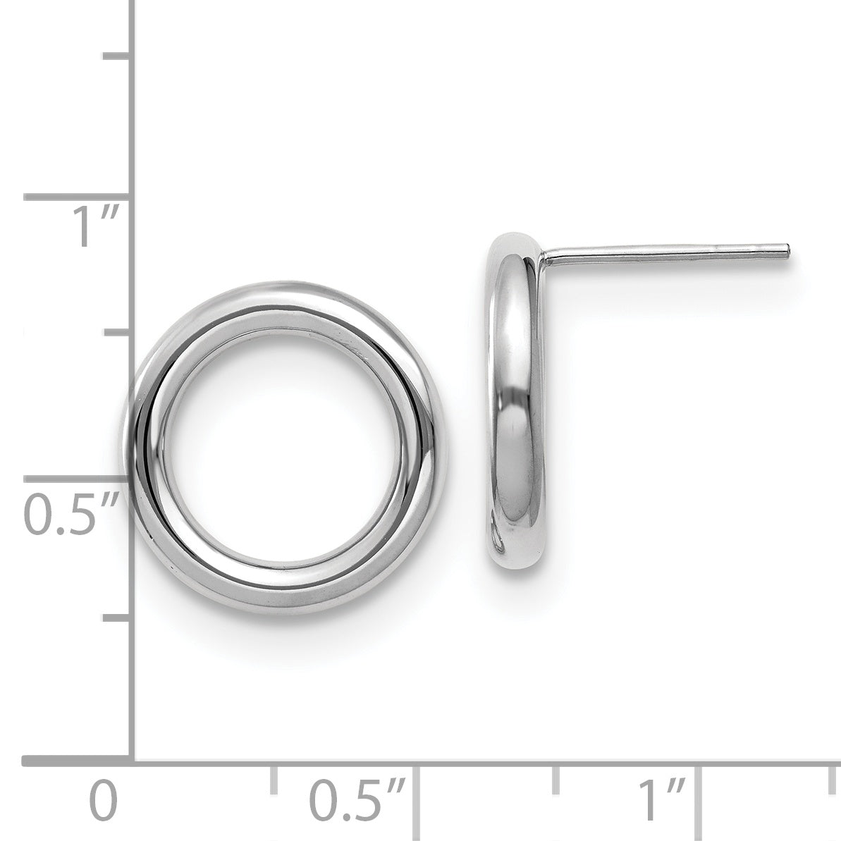 14K White Gold Polished Circle Post Earrings
