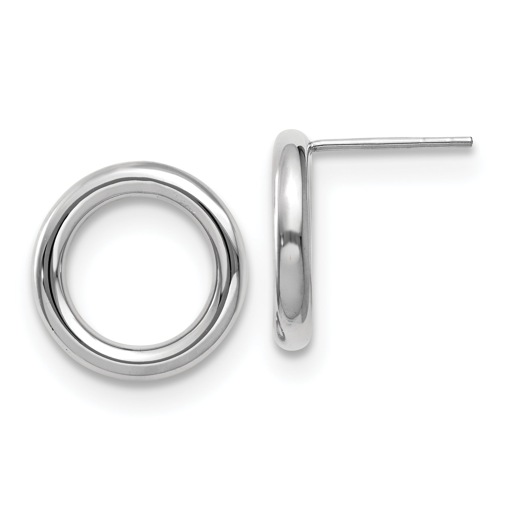14K White Gold Polished Circle Post Earrings Main image