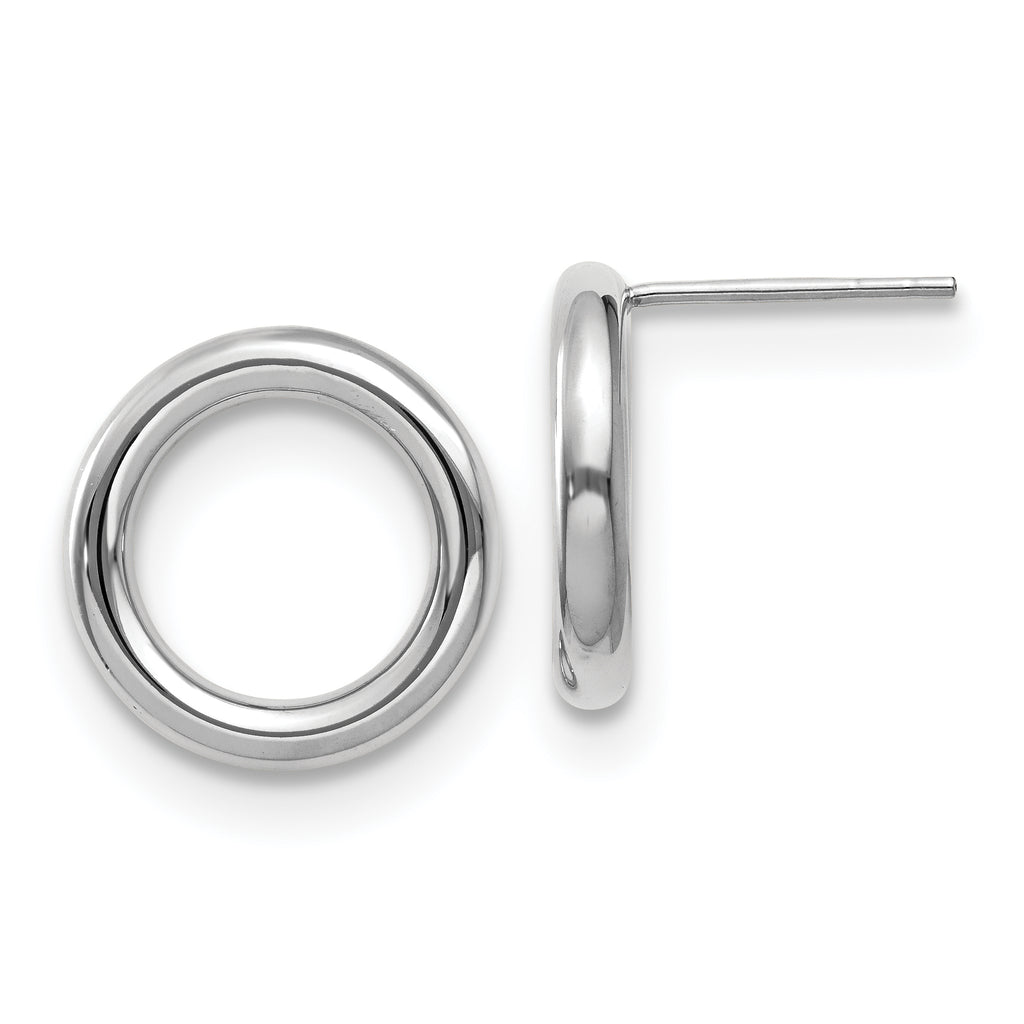 14K White Gold Polished Circle Post Earrings