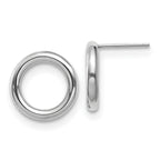 14K White Gold Polished Circle Post Earrings