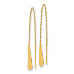 14K Polished Tear Drop Threader Earrings