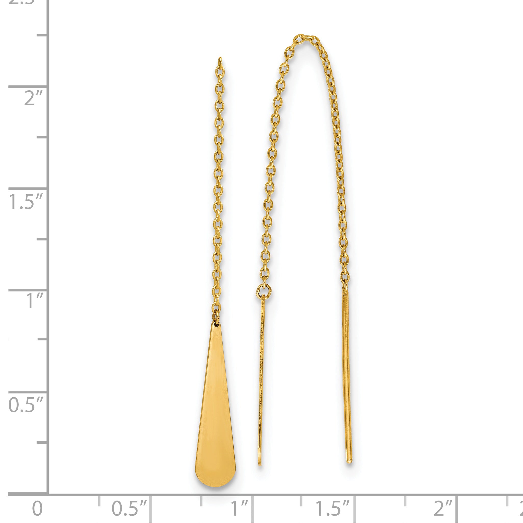 14K Polished Tear Drop Threader Earrings
