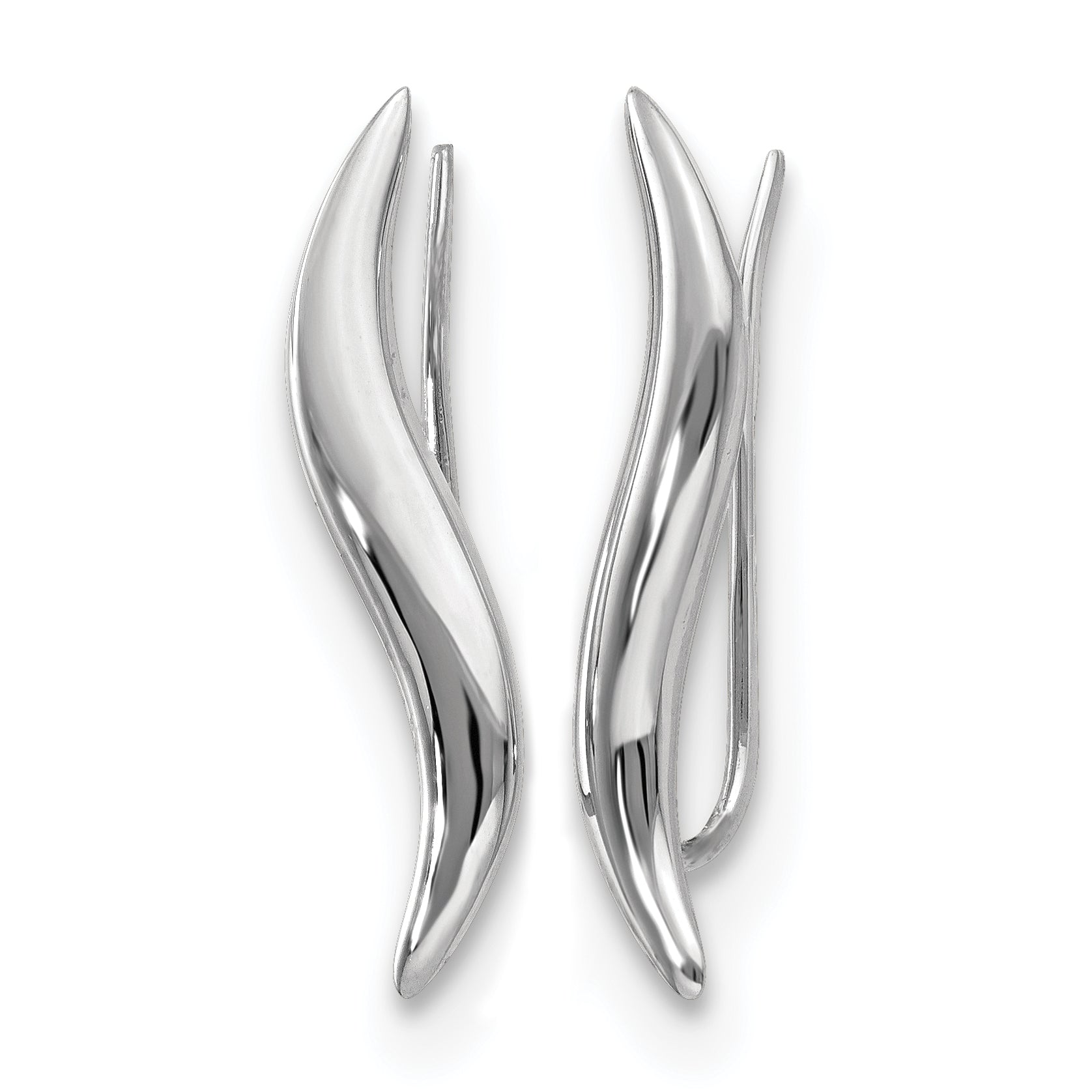 14K White Gold Polished Fancy Ear Climber Earrings Secondary image