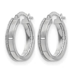 14K White Gold Polished Glimmer Infused Hoop Earrings