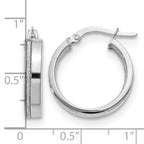 14K White Gold Polished Glimmer Infused Hoop Earrings