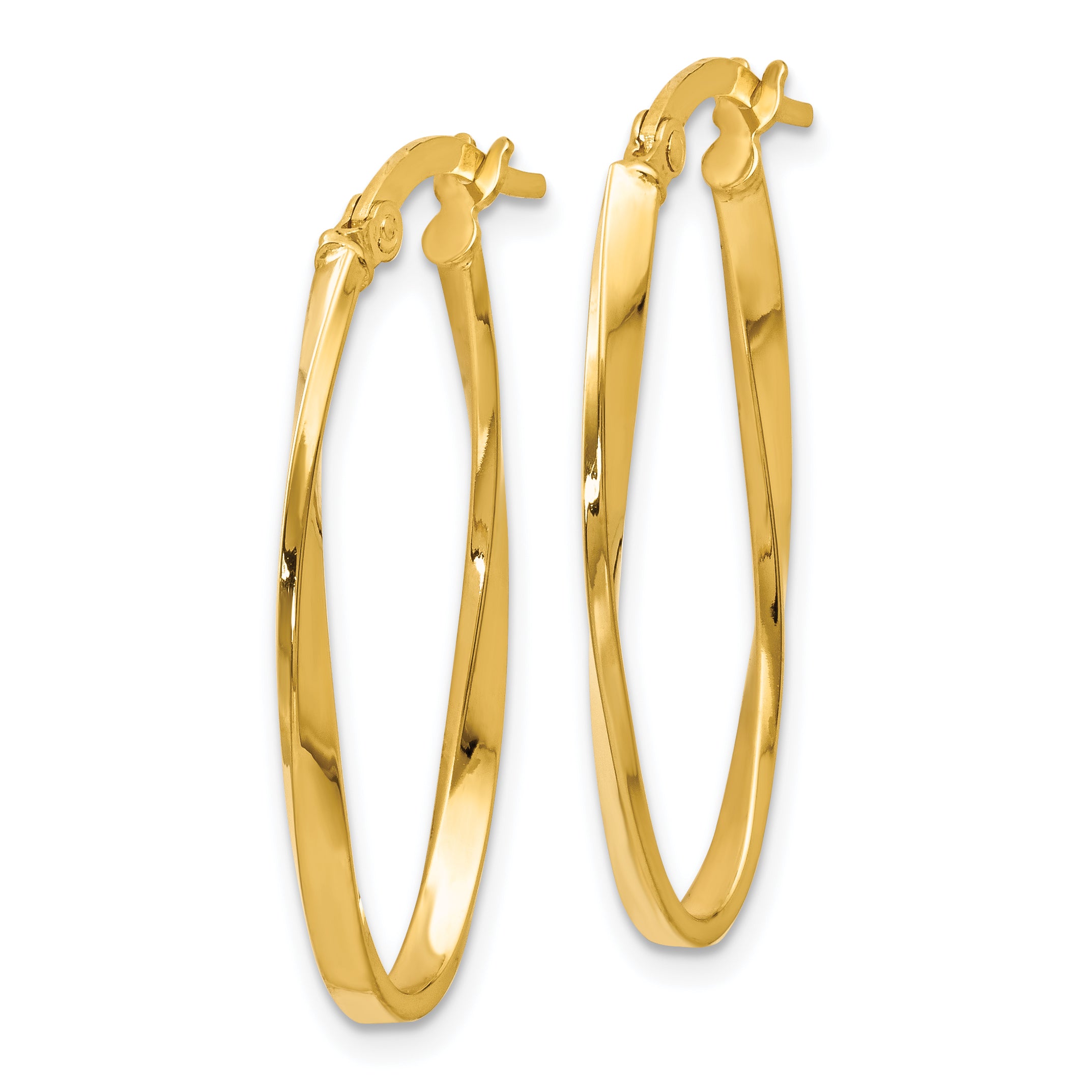 14K Twisted Oval Hoop Earrings Secondary image