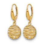 14K w/Rhodium Polished D/C Hollow Earrings