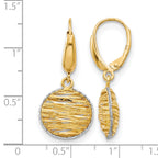14K w/Rhodium Polished D/C Hollow Earrings