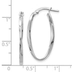 14K White Gold Twisted Oval Hoop Earrings
